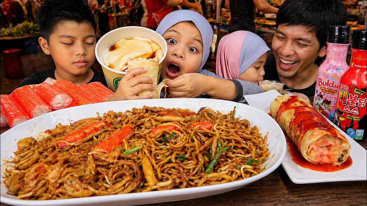 MUKBANG Spicy Chicken Shawarma, Char Kuey Teow, Tau Fu Fah, 