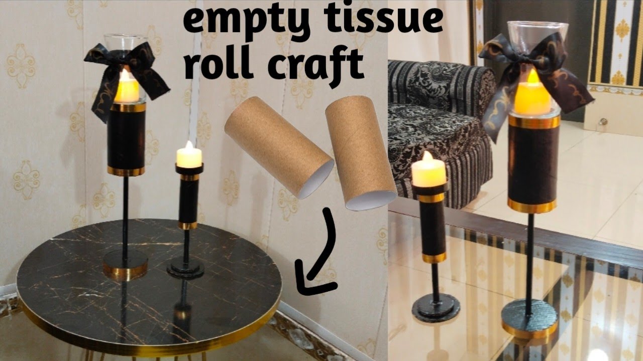 Recycle toilet paper roll/Candle stand with tissue paper roll/Paper roll craft