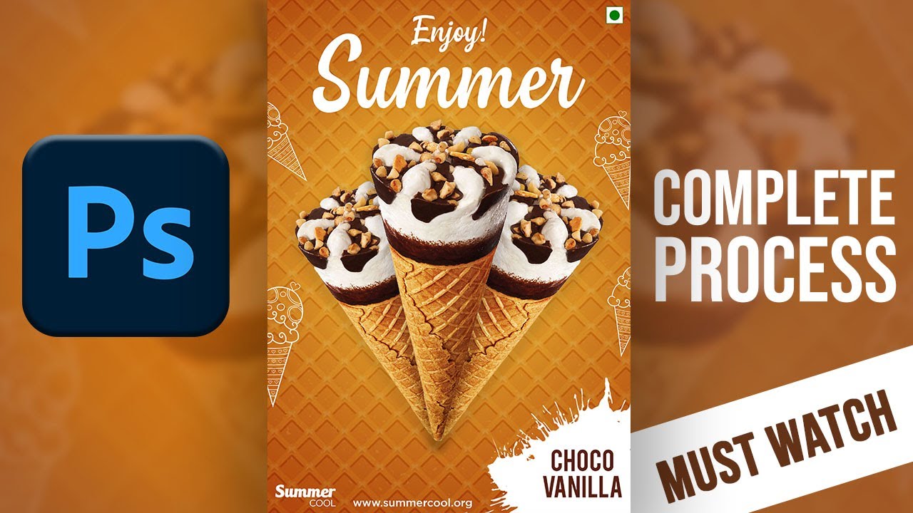 ice cream poster design in photoshop | in Hindi | Photoshop Tutorial in Hindi | Hitesh Multimedia