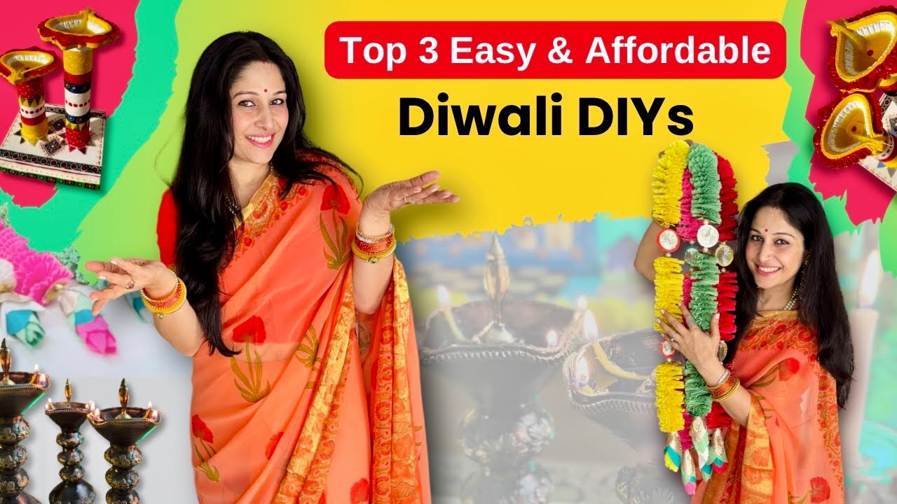 3 Super Easy Diwali DIYs on a Budget | DIY Wall Hanging & Diya Stands For Diwali Decoration