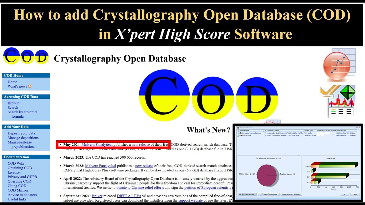How to add Crystallography Open database to X'pert high score plus software // COD download free