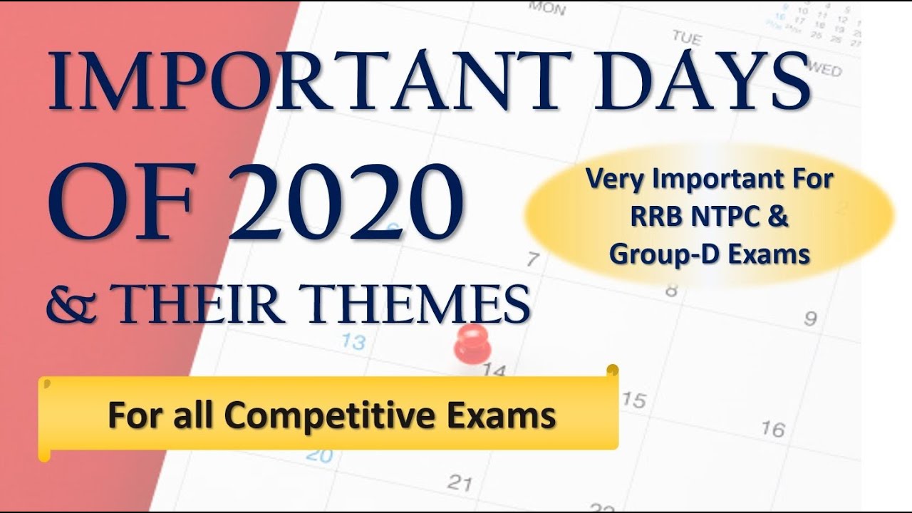 Important Days and Themes of 2020 | महत्वपूर्ण दिवस और थीम 2020 | #SSC #RAILWAY #UPSC #BANKING #CET