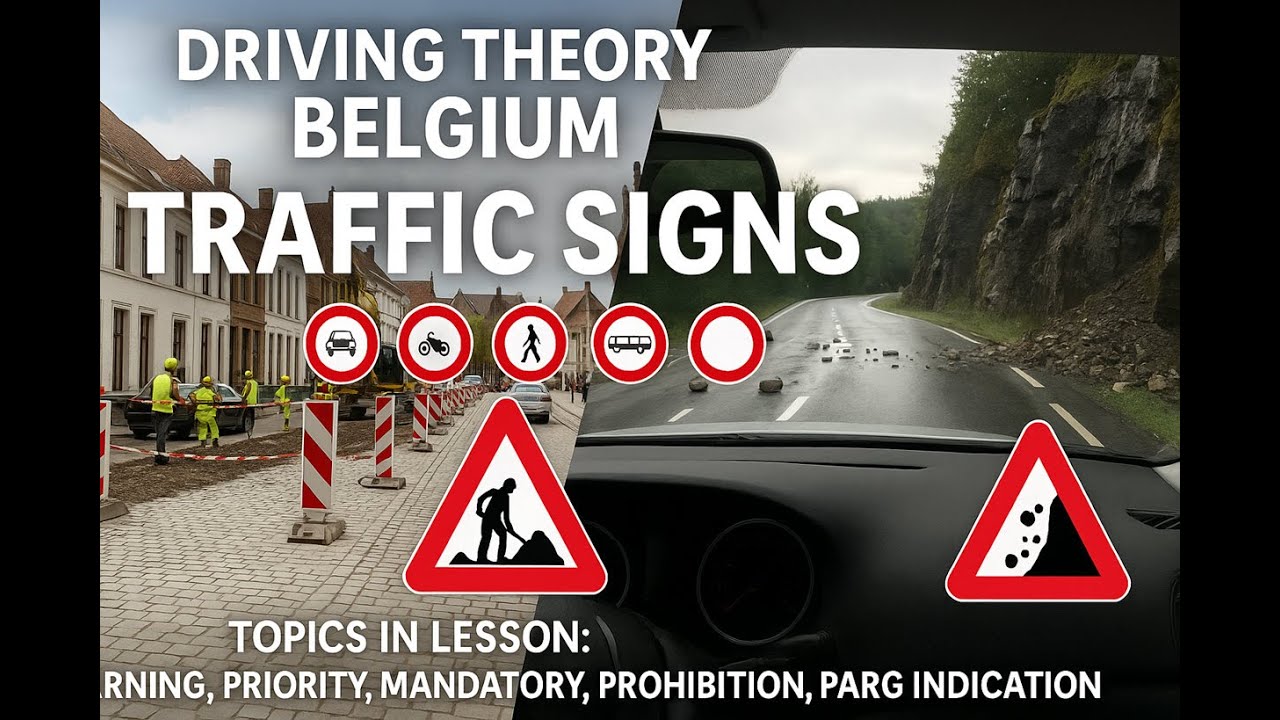 Теория вождения в Бельгии, курс 5 | Объяснение дорожных знаков: предупреждающий, приоритетный, об...