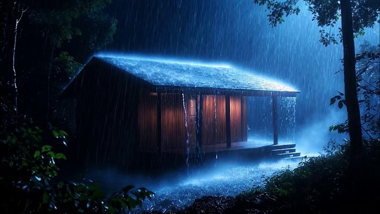LIVE 24/7  🌧️  Rainy Forest Cabin at Night  | Deep Sleep  😴 | Black Screen  |  Sleep Ambience