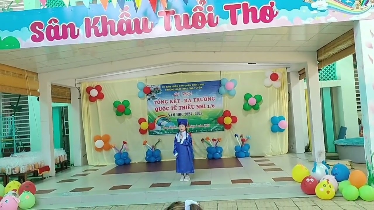 Bé Cát Tường lớp Lá 3 nhắn nhủ đôi lời khi rời xa mái trường.