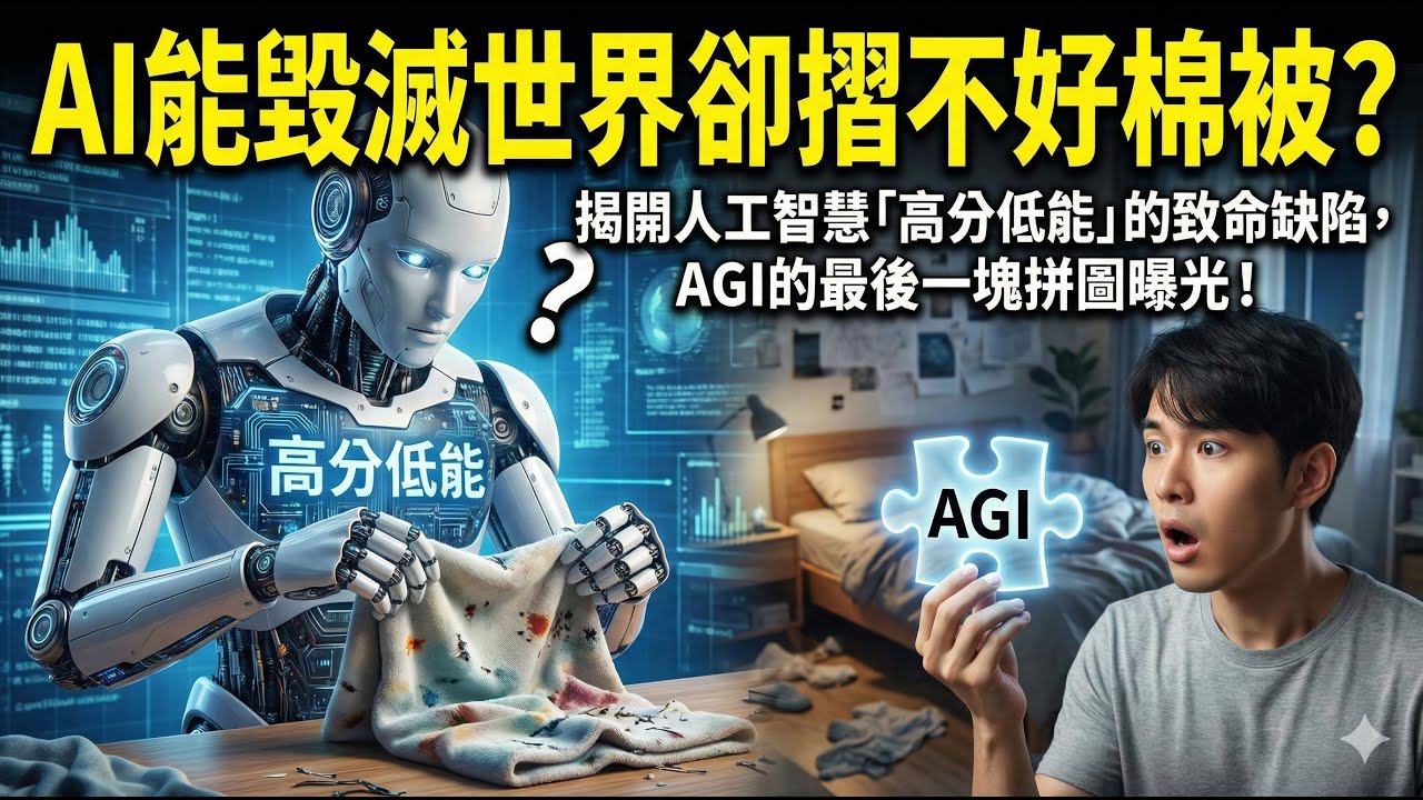 AI能毀滅世界卻摺不好棉被？揭開人工智慧「高分低能」的致命缺陷，AGI的最後一塊拼圖曝光！ #李飛飛 #空間智能 #AGI #Sora #人工智慧真相 #具身智能 #大語言模型 #WorldLabs