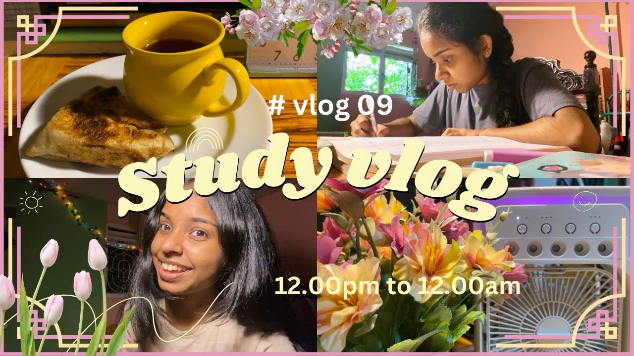 12.00pm🌞to 12.00am 🌝study vlog 🌷#study #motivation #vlog #sinhala productive study 🌸