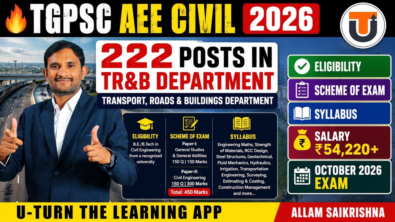 TGPSC AEE Civil 2026 Notification Released | 222 Posts in TR&B Department | Full Details