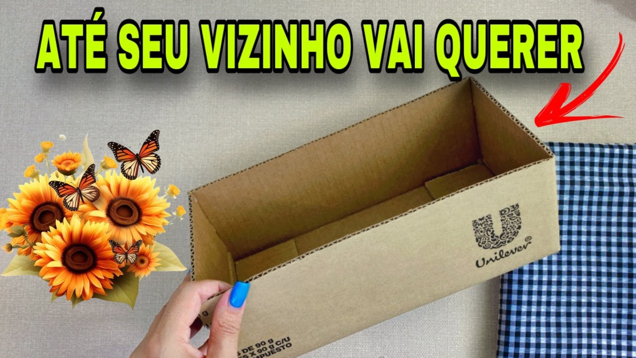 IDEIA BELÍSSIMA COM CAIXA DE PAPELÃO E TECIDO FAÇA VOCÊ MESMO #viral #compartilhe #diy