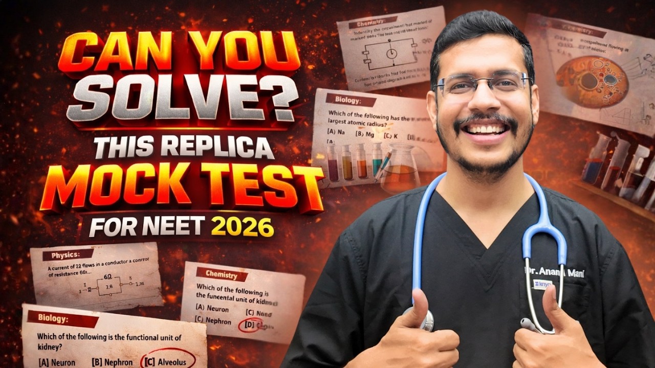 Can you solve this NEET Replica MOCK TEST for NEET 2026 ? | @Dr.AnandManiResidentialSchool