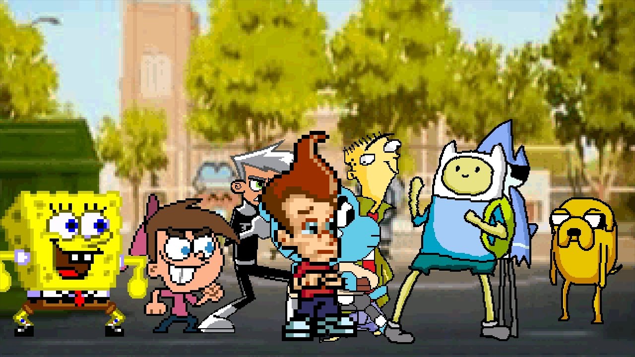 Mugen Request #100 SpongeBob, Timmy, Jimmy & Danny Phantom vs Finn and Jake, Mordecai, Gumball & Ed