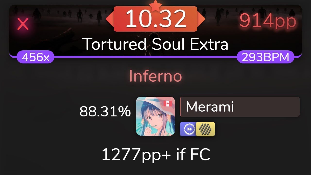 [10.32⭐Live] Merami | 9mm Parabellum Bullet - Inferno [Tortured Soul Extra] +HDDT 88.31% {914pp Xx}