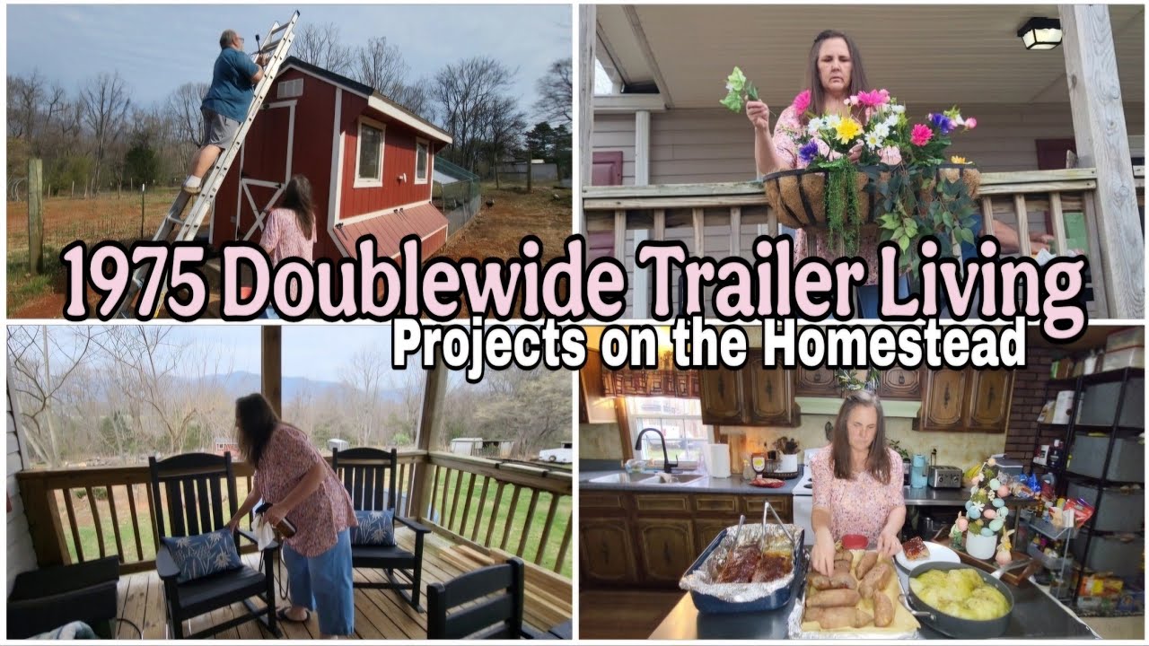Mobile Home Living in a 1975 Doublewide Trailer / Front Porch Refresh