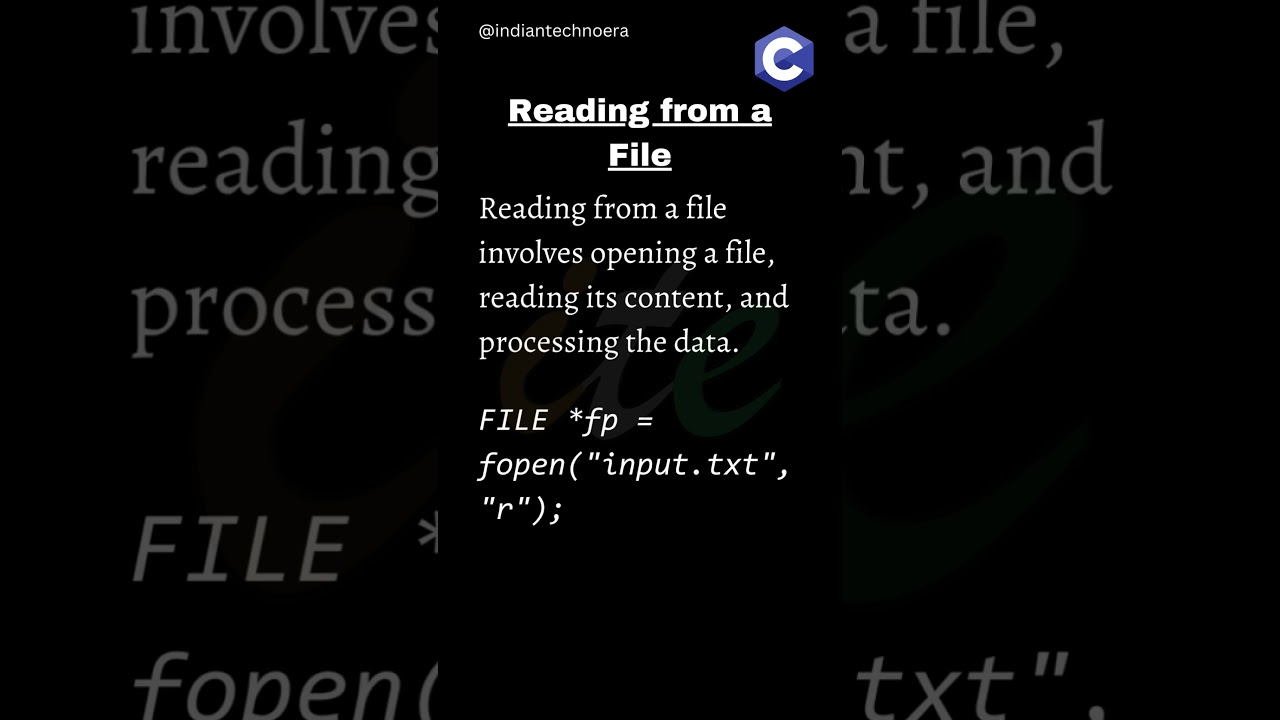 65  Reading from a File #c #Shorts #indiantechnoera