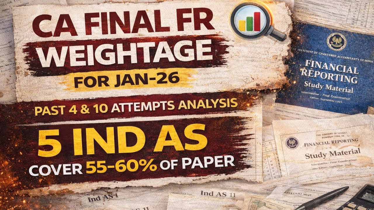 CA Final FR Weightage For Jan-26 | Past 4 & 10 Attempts Analysis | 5 Ind AS = 60% Marks