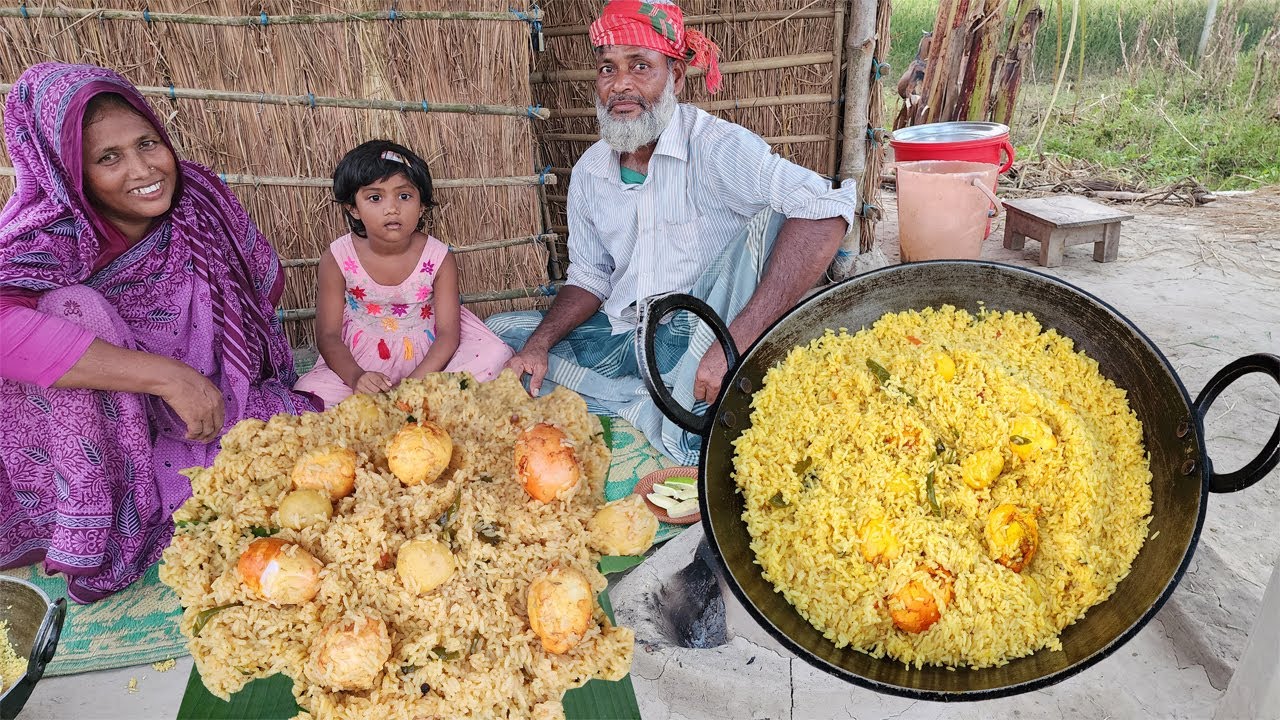 আজ আমার কুঁড়েঘরে ডিম পোলাও রান্না Dim Pulao Recipe - Egg Pulao Curry - Anda Biryani - Egg Biryani