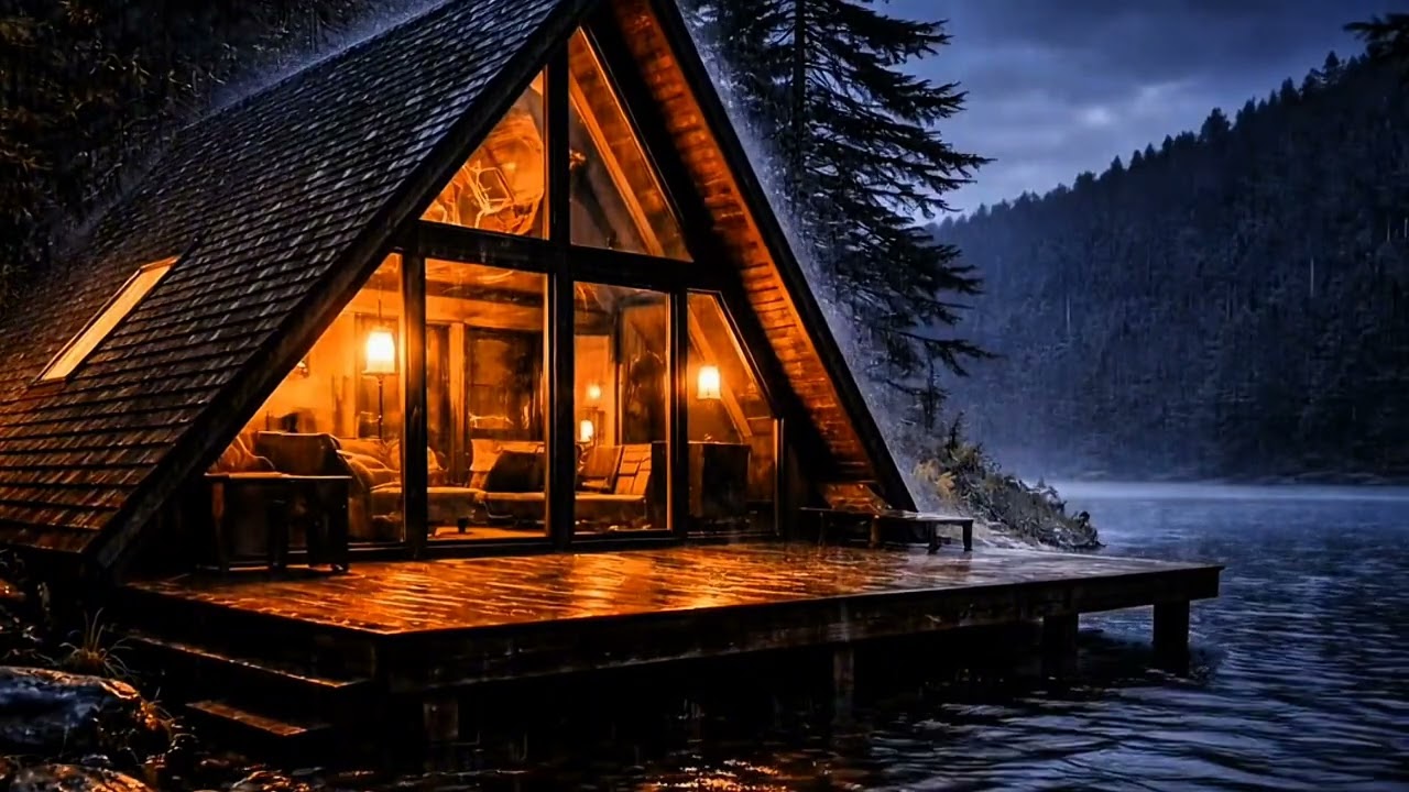 Cozy Cabin by the Lake 🌧️ Rain ASMR for Deep Sleep & Anxiety Relief #relax #cozyambience #rainsounds
