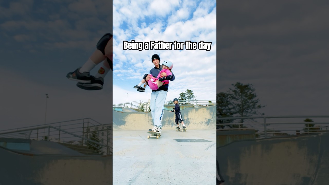Biggy being a dad for the day with Disco and Charm #skateboarding