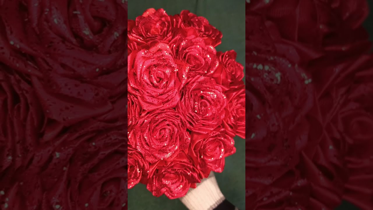 DIY satin ribbon rose bouquet 💐❤️🎀