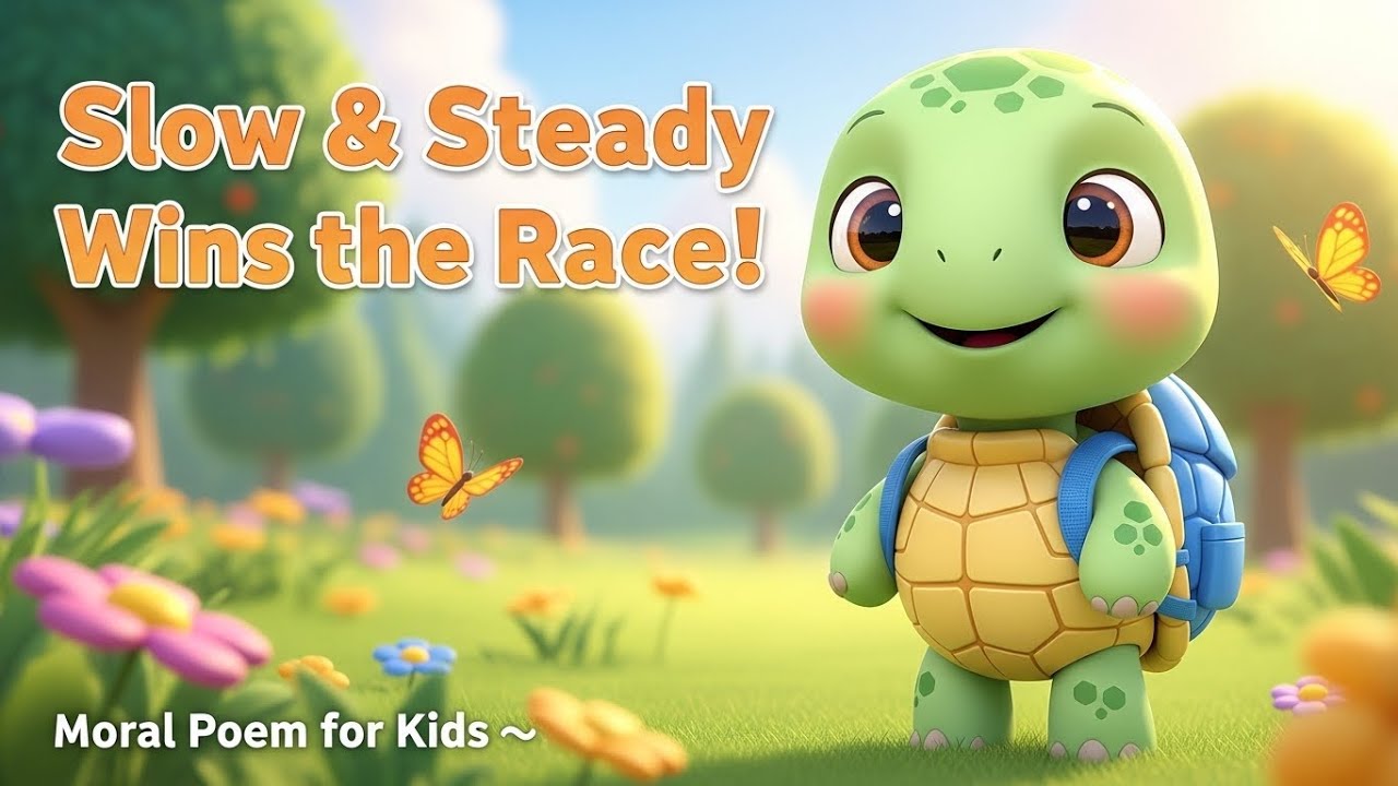Tommy the Slow but Smart Turtle 🐢 | Slow and Steady Kids Story | Moral Poem for Children