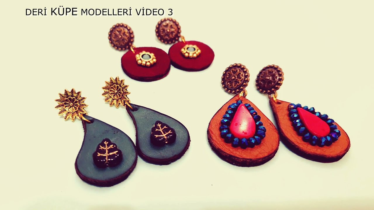 DERİ İŞLEME TAKI TASARIMLARI Kendin Yap - KÜPE MODELLERİ video-3 #elsanatları #handicrafts
