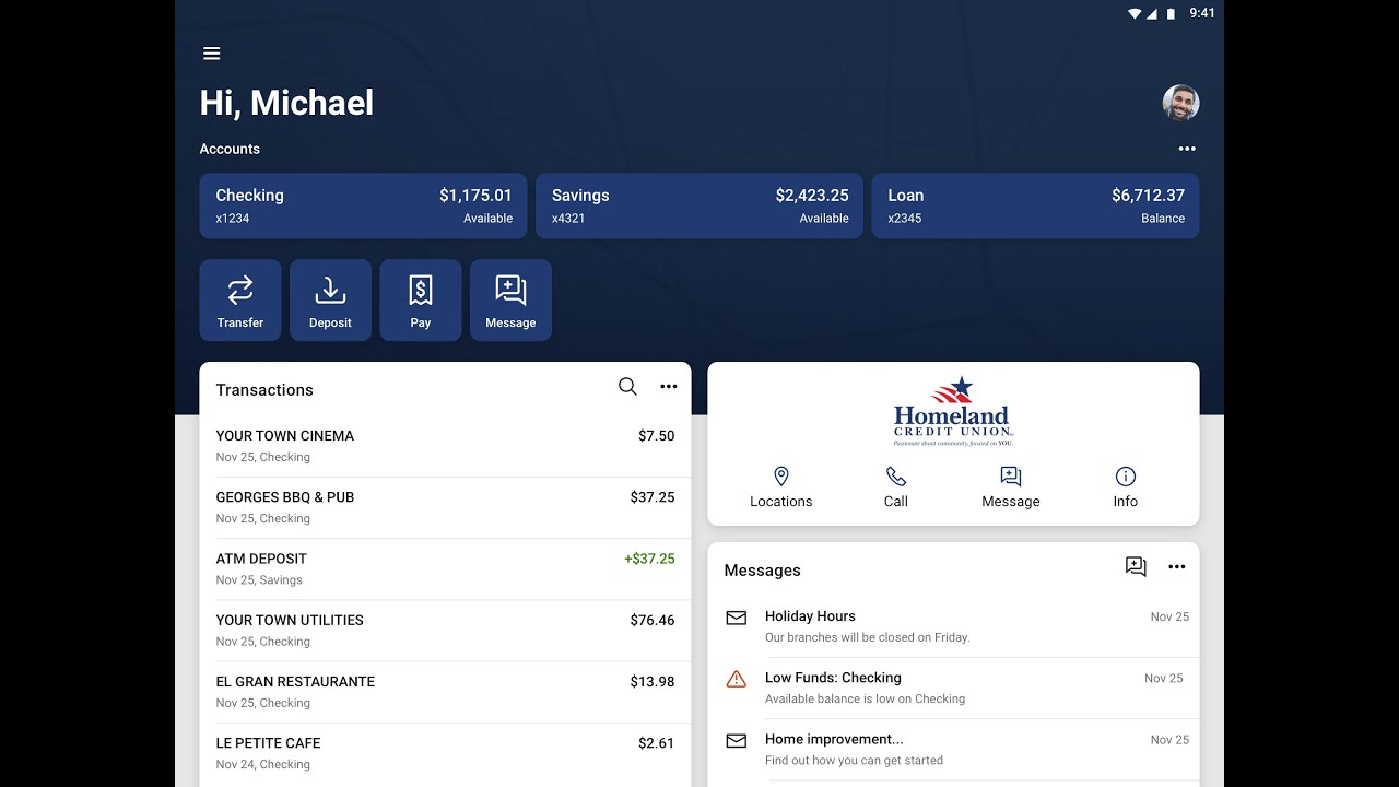 My HomelandCU Dashboard