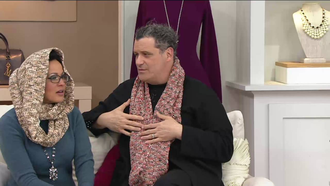 Isaac Mizrahi Live! Multi-Colored Yarn Knit Infinity Scarf on QVC