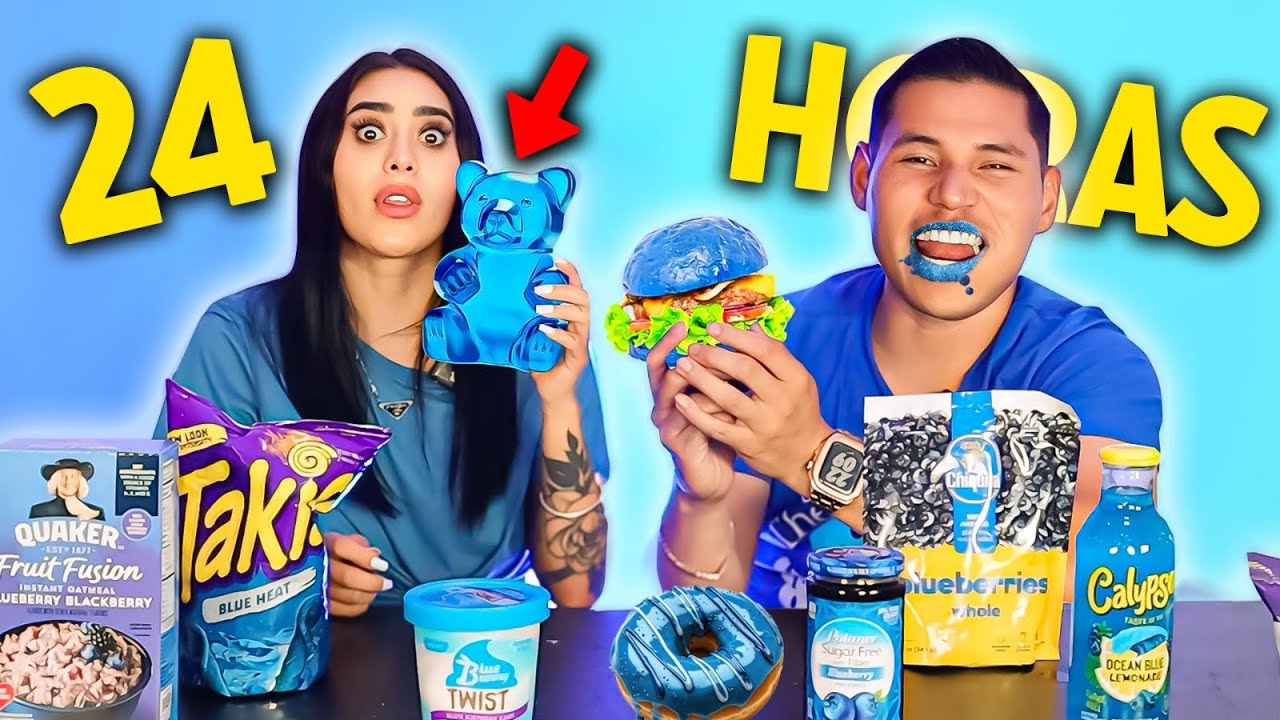 24 HORAS COMIENDO SOLO COLOR AZUL 🥣 ft Kim Shantal