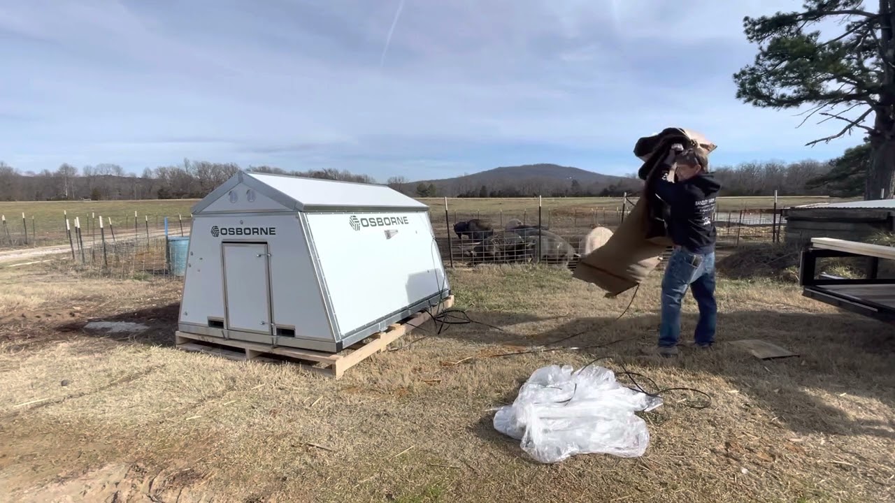Unpacking the new Hog hut farrowing shelter from Osborne Industries