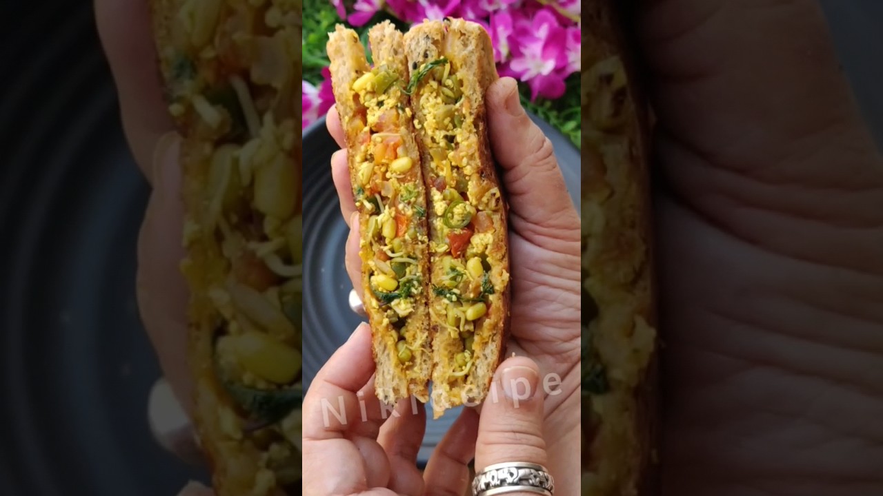 sprouts Paneer Bhurji sandwich for Gym lovers. #recipe #youtubeshorts #shorts