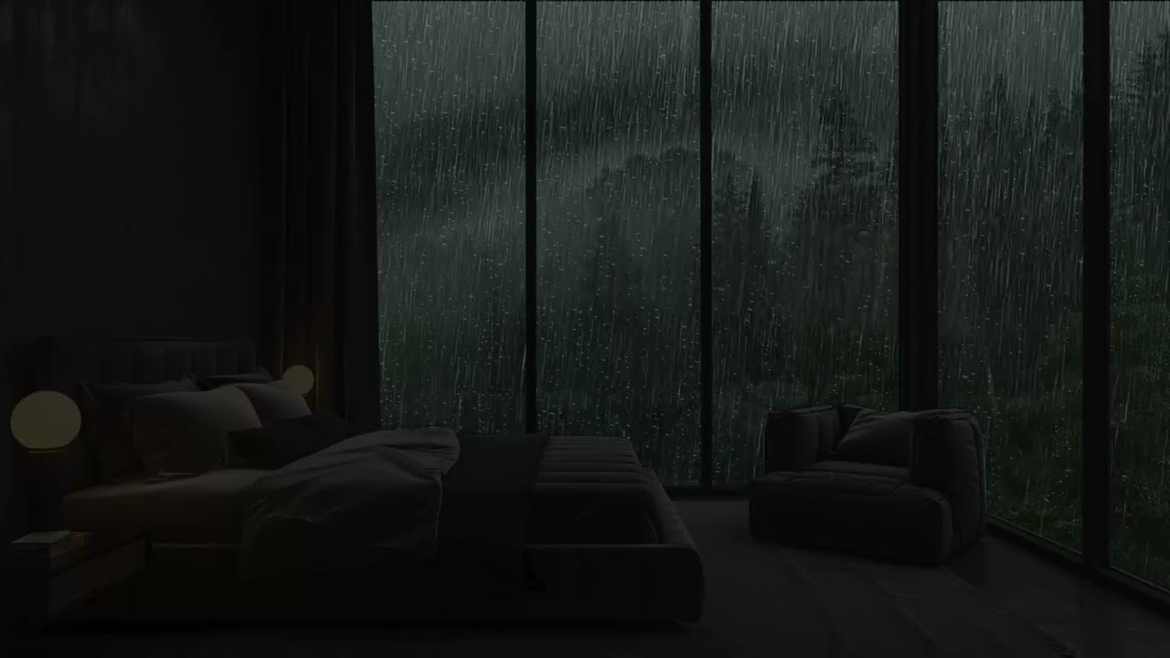Deep Slumber with the Sound of Heavy Rain on the Camping Car Window - A Thunderstorm at Night