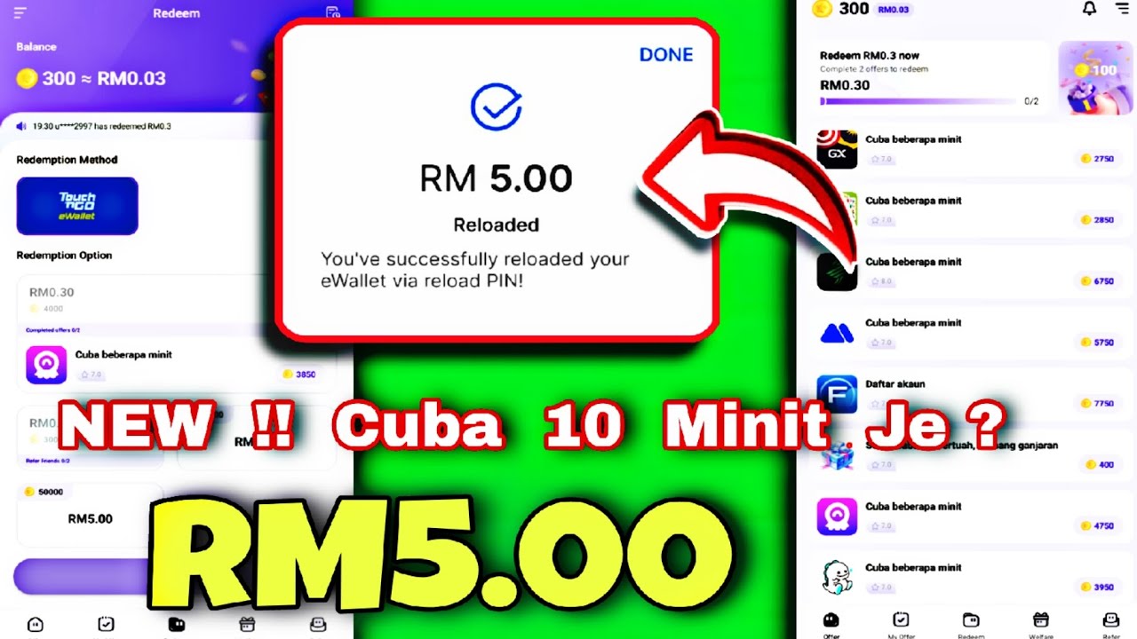 cuba 10 minit !! claim RM5 tng ewallet 2026 (NEW APPS)