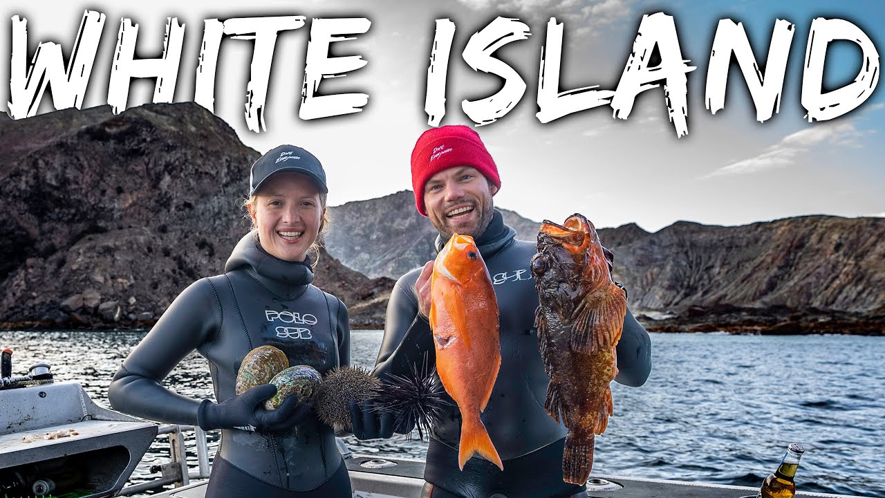 This VOLCANO island is Seafood PARADISE - White Island Spearfishing in New Zealand