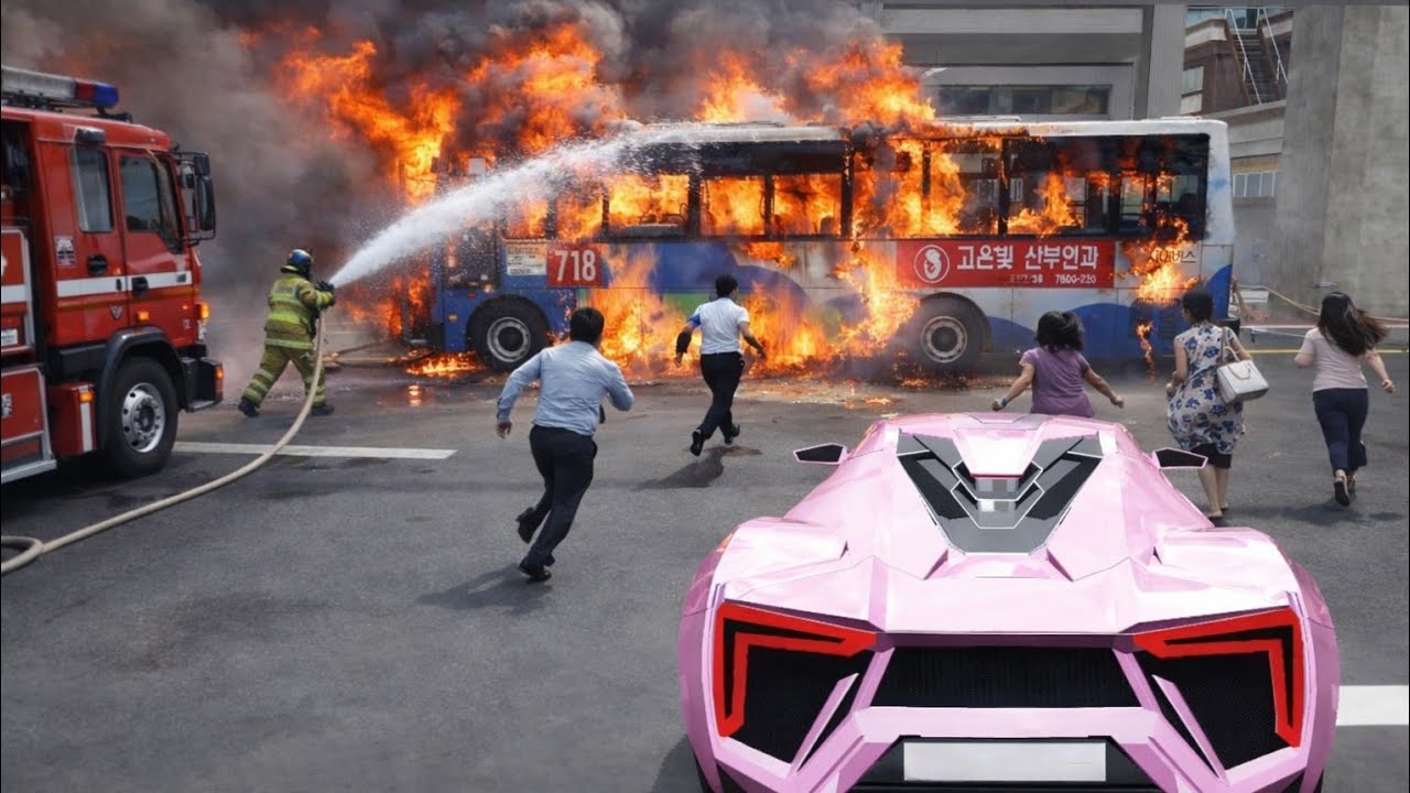 3D Driving Class 🔥 Bus Fire Emergency Rescue Mission with Supercar | Realistic Crash & Fire Gameplay