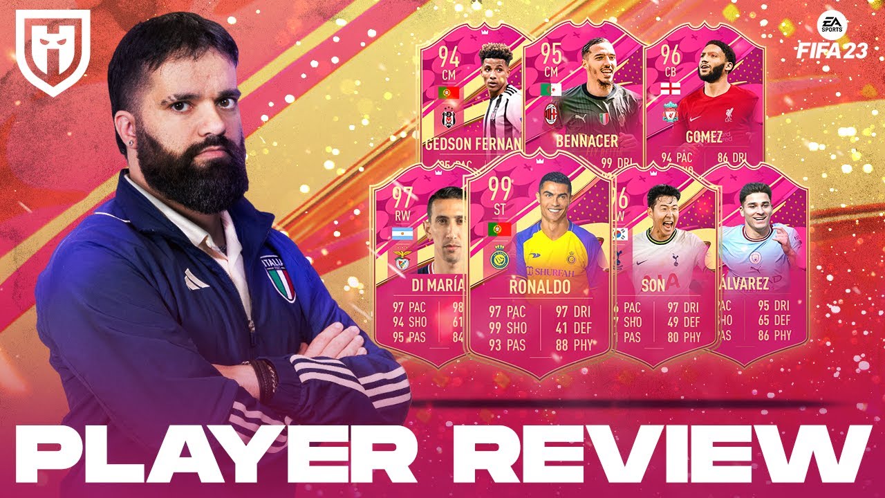 RONALDO 99 SON 96 DI MARIA 97 GOMEZ 96 BENNACER 96 ALVAREZ 97 E FERNANDES 95 FUTTIES ||| FIFA 23