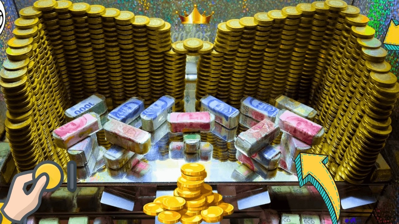 Gran muralla de monedas daba la vuelta a la maquina 02-50