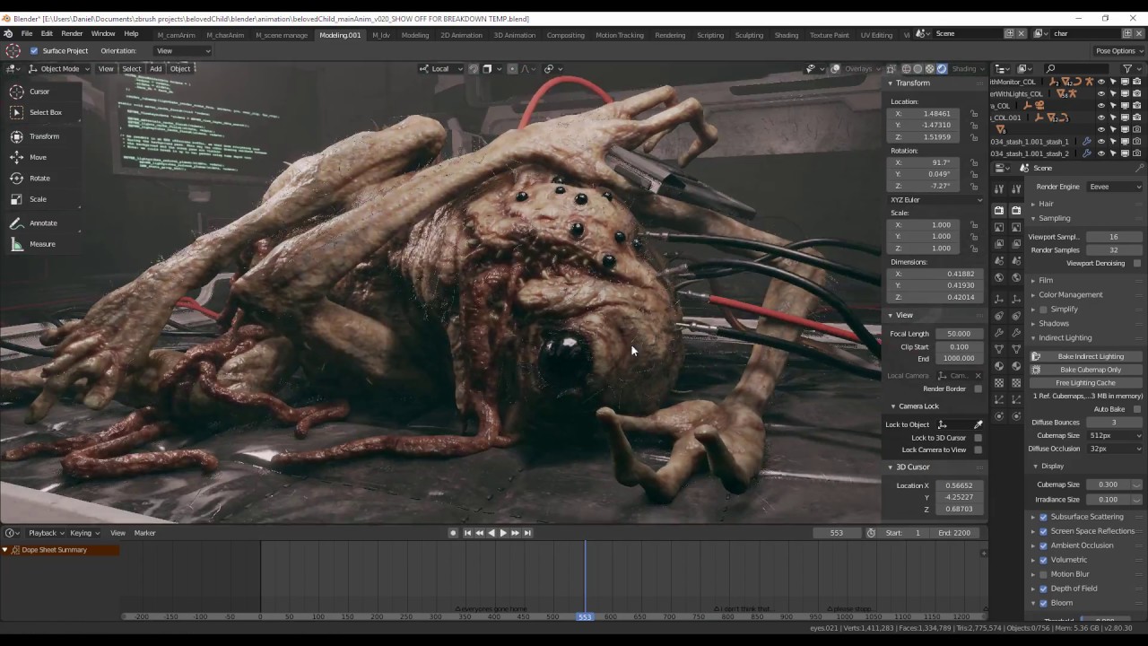 goodnight Claire - breakdown - Blender 2.8 Eevee