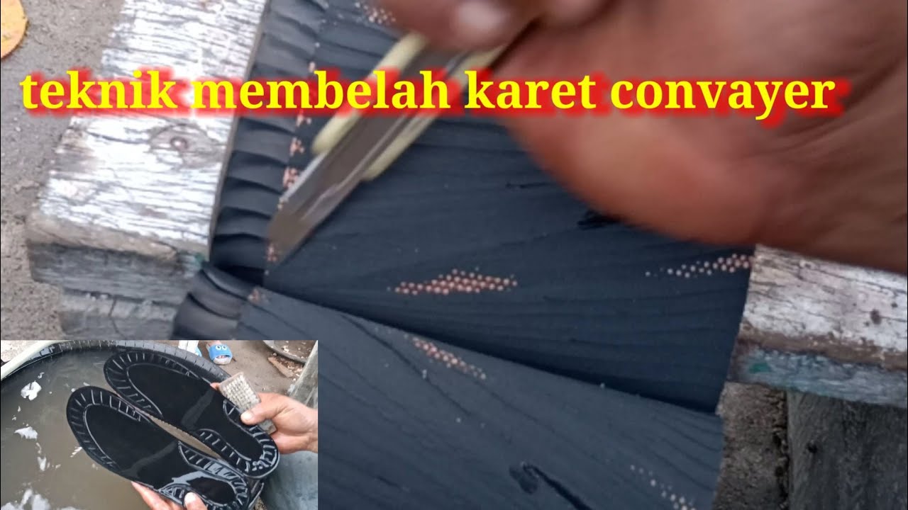Cara membelah karet conveyor mengunakan cutter