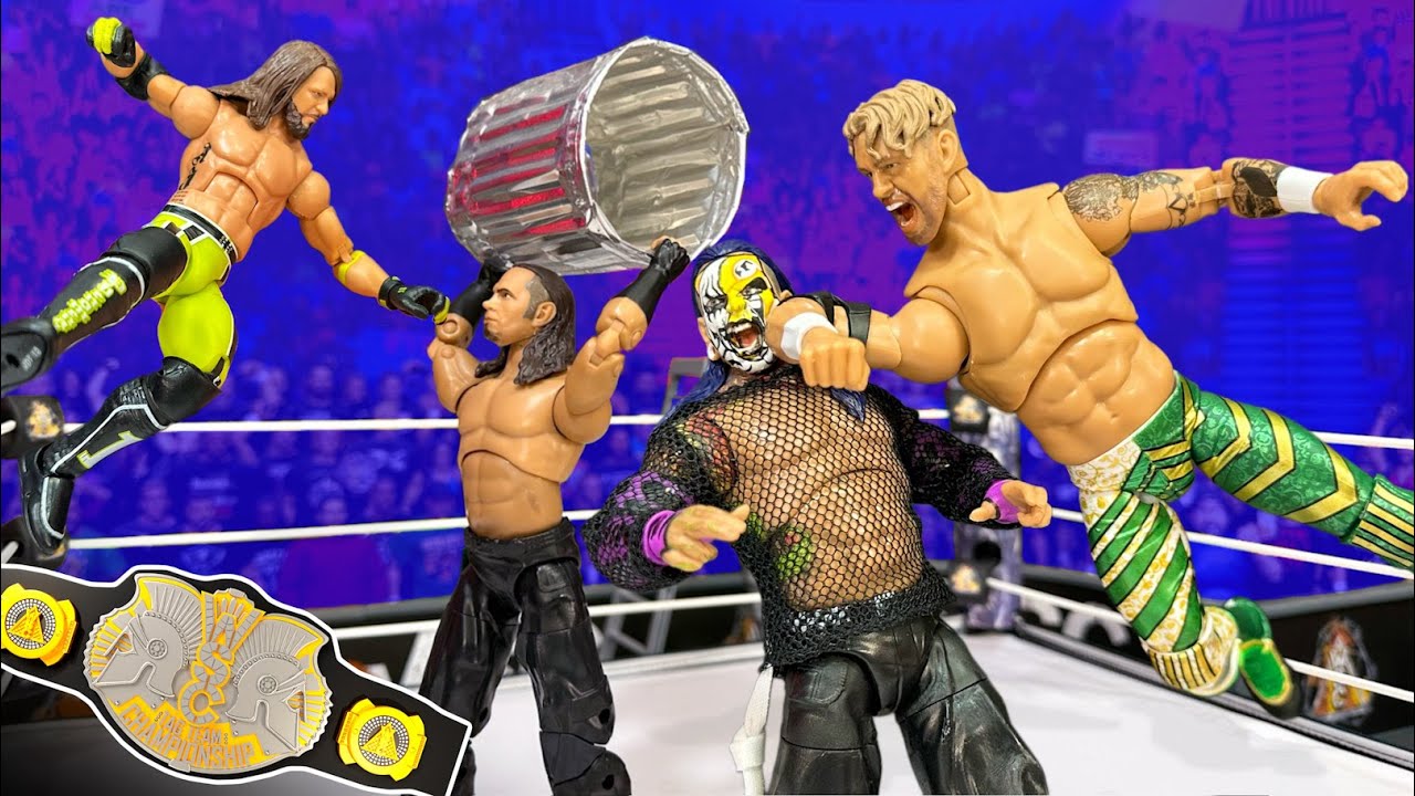 Hardy Boyz vs AJ Styles & Will Ospreay Hardcore Tag Team Championship - Action Figure Match!