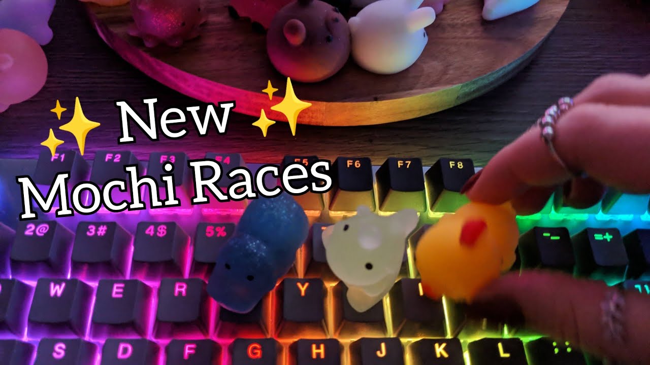 ASMR Mochi RACES | keyboard mochi races with mouth sounds