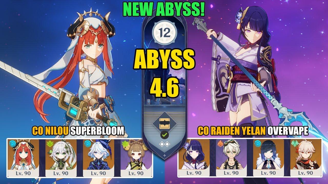 New Spiral Abyss 4.6 - C0 Nilou Furina Superbloom & C0 Raiden Yelan Overvape | Genshin Impact 【原神】