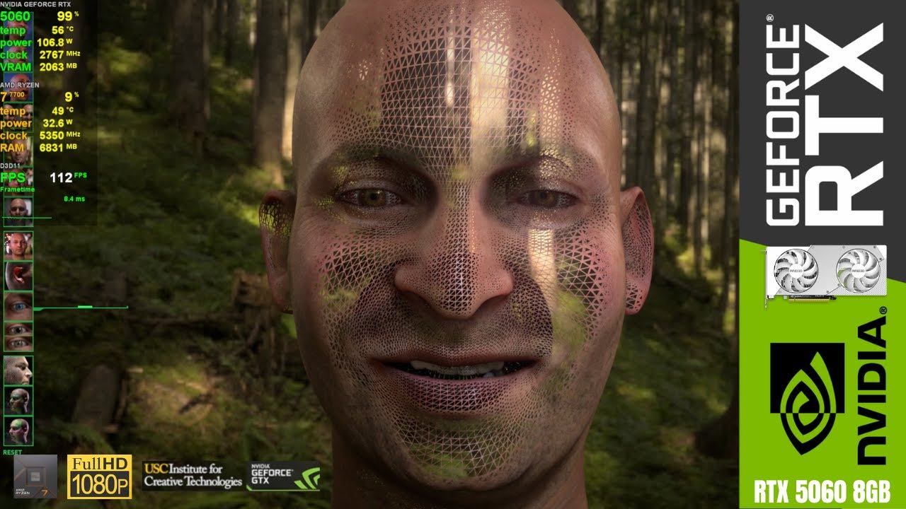 NVIDIA DEMO, “Ira”, Lifelike Human Face Rendering | RTX 5060 | R7 7700