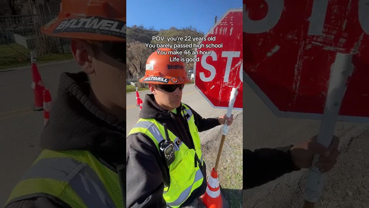 Didn&rsquo;t need algebra, just a hard hat and a stop sign #trafficcontrol #union #constructionworker