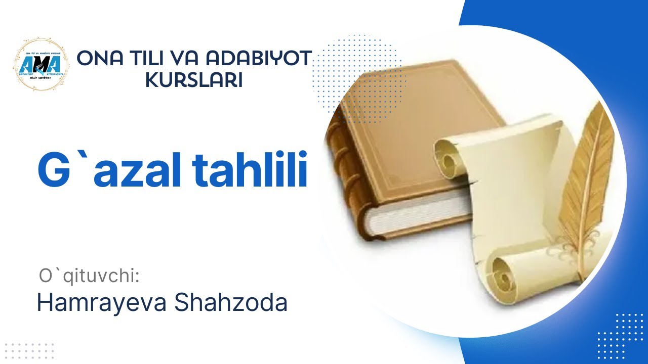 13.09.2024 dagi G`AZAL TAHLILI.  https://t.me/attestatsiya_01 va @grand_study  kanallarida davomi...