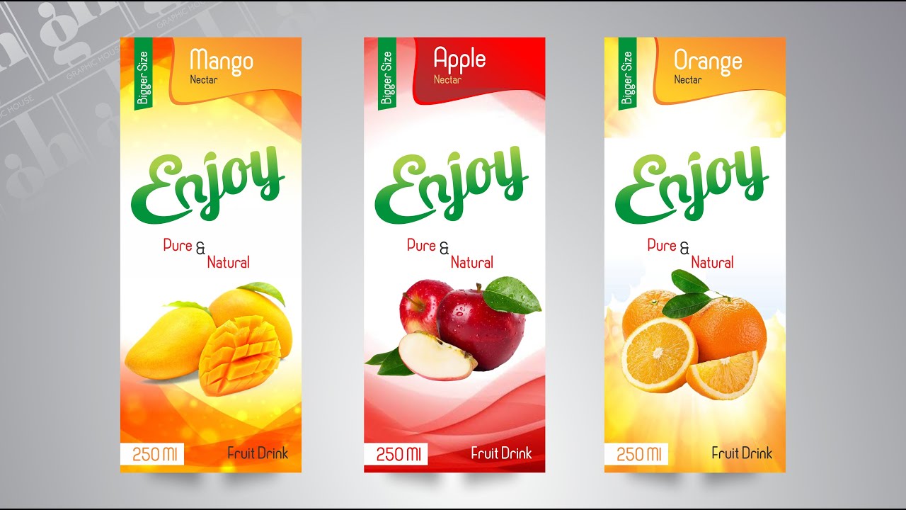 Juice Packaging Design  in coreldraw || Urdu | हिंदी|| #Graphic House