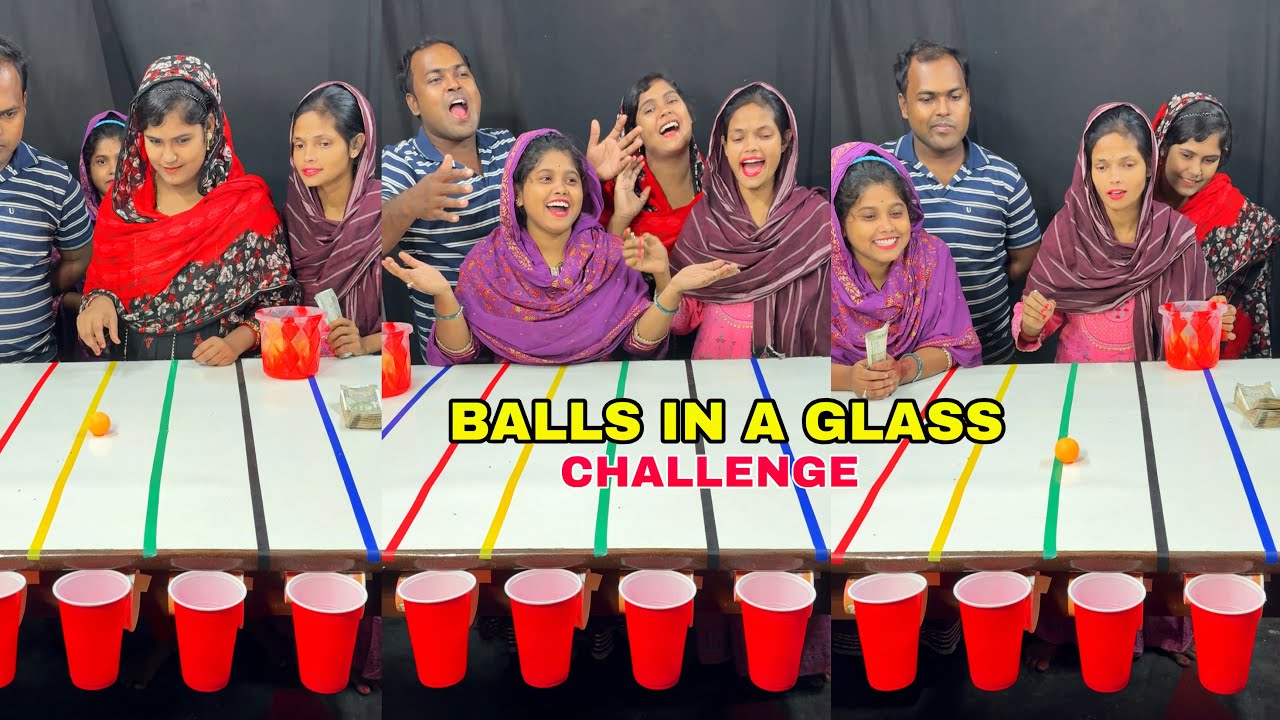 বল গড়িয়ে গ্লাসের মধ্যে ঢুকাও / Balls In A Glass Challenge With Family #challenge #ball #glass 