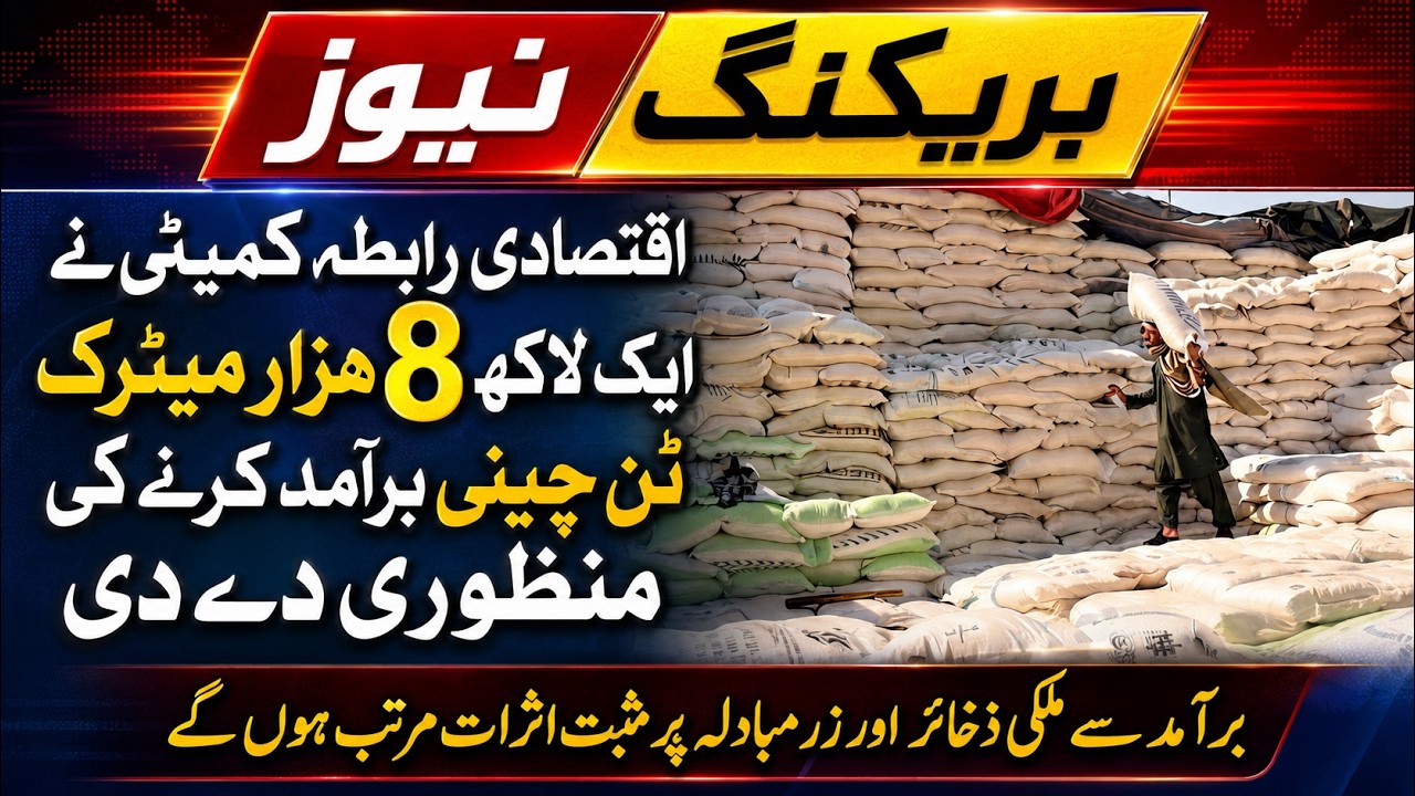 Breaking News ECC Approves Export of 108,000 Metric Tons of Sugar in Pakistan