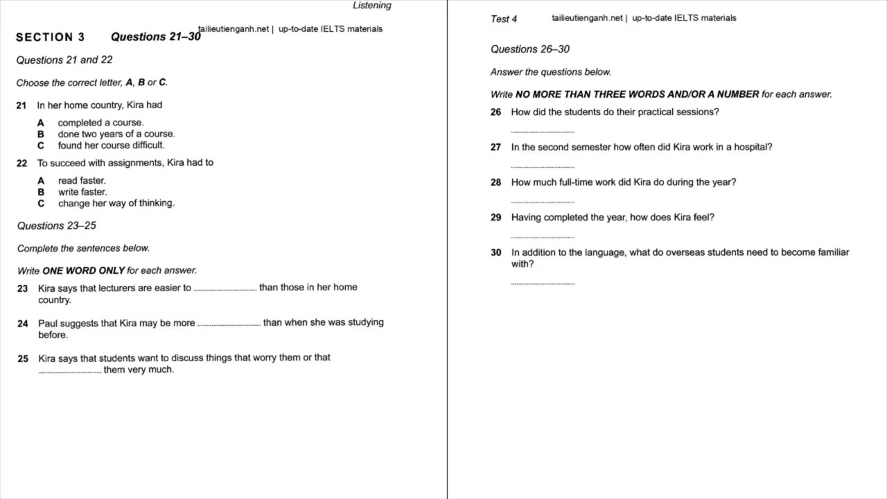 In her Home Country | IELTS LISTENING TEST | SECTION-3