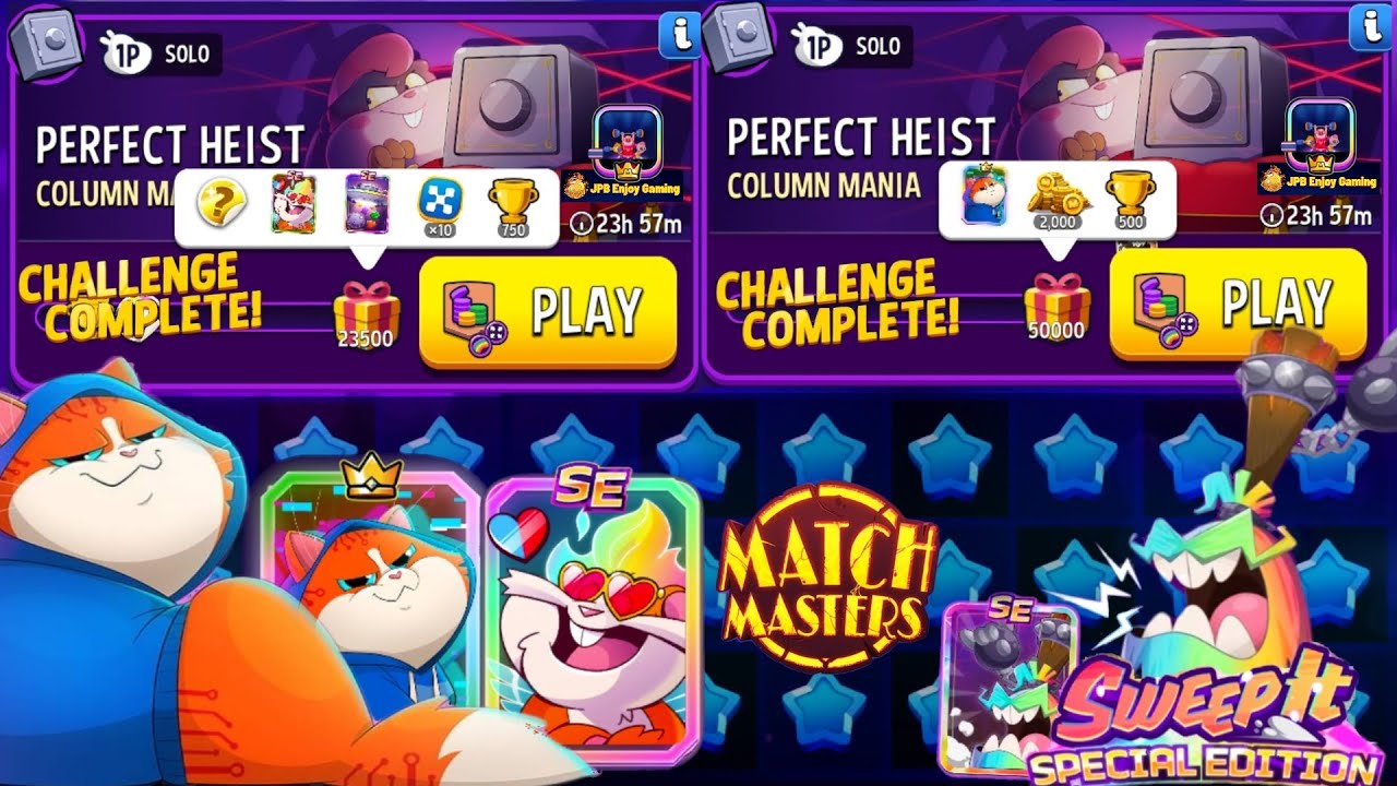 Column Mania+Rainbow+Super Sized Solo Challenge Perfect Heist 23500Score and 50000Score MatchMasters