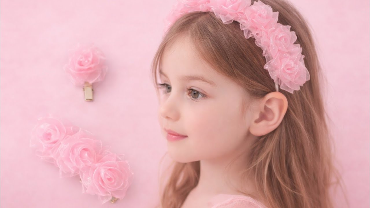 Soft Pink Floral Hair Accessories | Aesthetic Headband & Rose Clips